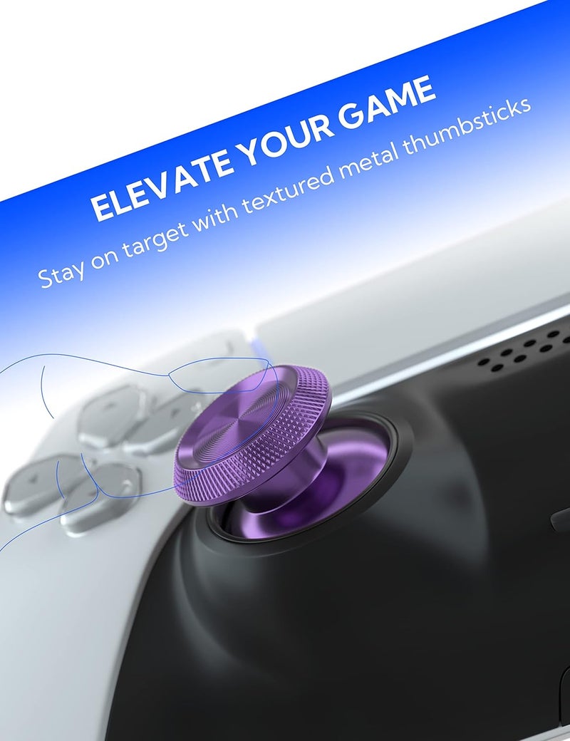 Avericht Metal Thumbsticks for PS5 Controller, Aluminum Joystick Replacement Kit for Dualsense Controller Accessories (Purple) - Image 2